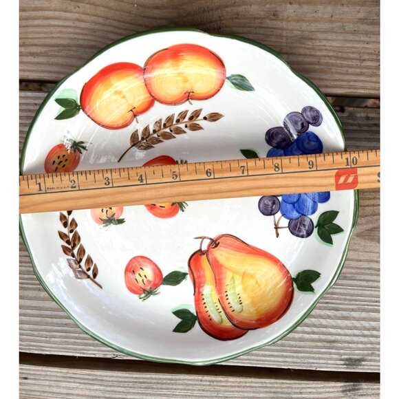 Oneida Vintage Hand-Painted Fruit Dinner Plate With Green Trim Edge - Picture 10 of 12